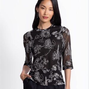 Johnny Was Kaia Mesh Tee Louise with Paris Design